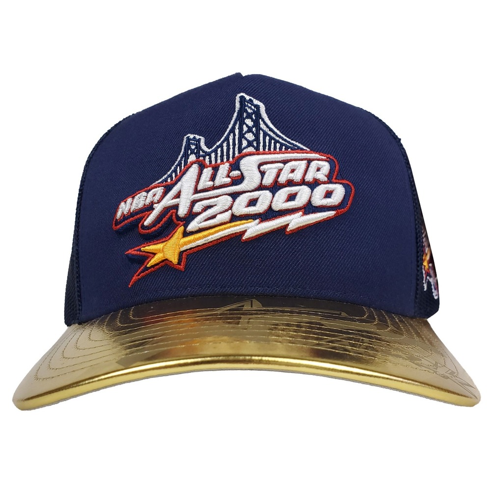 2000‎ NBA Allstar Game Mitchell & Ness Trucker Hat Cap 3D Logo Navy Gold NWT